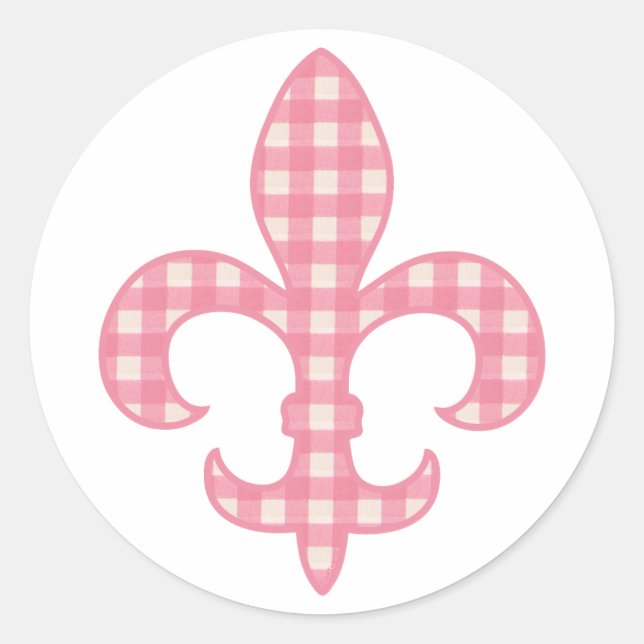 Adesivo Fleur de lis Pink Gingham (Frente)