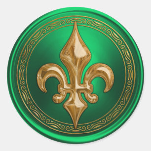 Adesivo Fleur de Lis, selo verde e Dourado