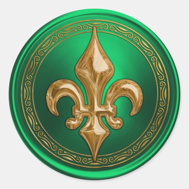 Adesivo Fleur de Lis, selo verde e Dourado (Frente)