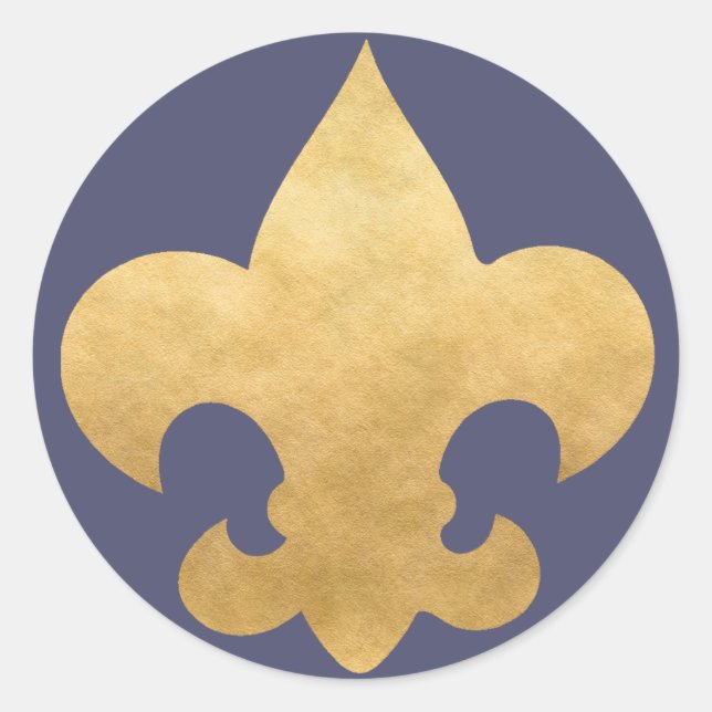 Adesivo Fleur De Lis Stickers Azul E Dourado Elegante (Frente)
