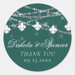 Adesivo Fleur de Lis Teal Lights Casamento Moody Dark