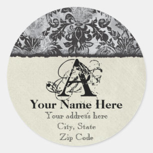 Adesivo Fleur di Lys Damask Black Address Stickers
