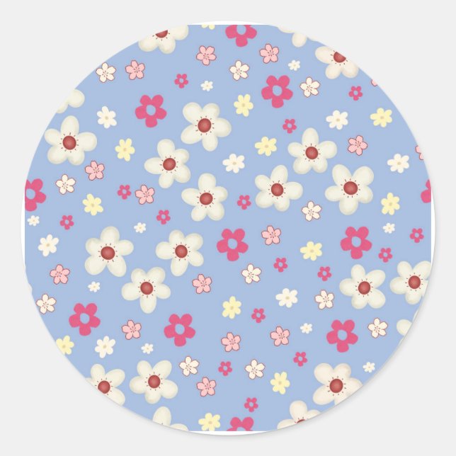 Adesivo fleurs printanières sur fond bleu (Frente)