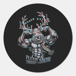 Adesivo Flexin Através Da Snow Funny Christmas Gym Workou