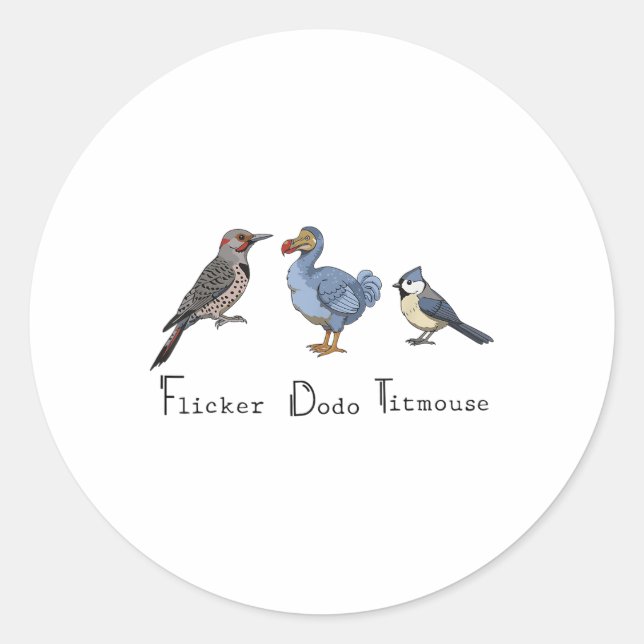Adesivo Flicker Dodo Titmouse Engraçado (Frente)
