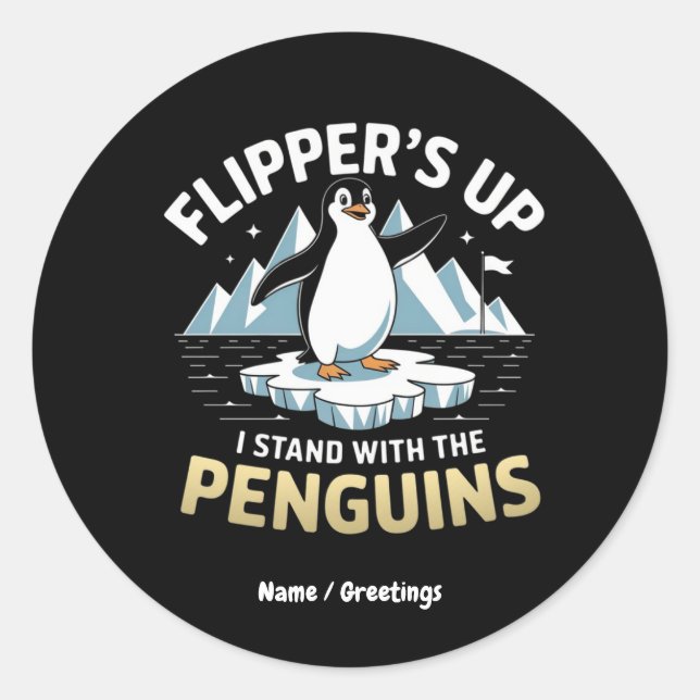 Adesivo Flippers Engraçados, Prendam-Se Com Os Pinguins (Frente)