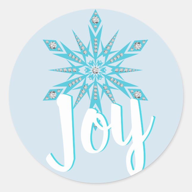 Adesivo Floco de neve azul-claro, JOY Natal Natal (Frente)