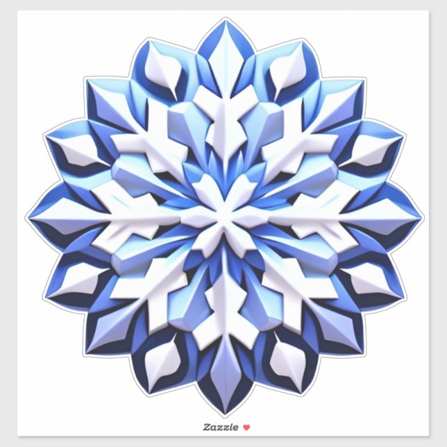Adesivo Floco de Neve Azul Detalhado (Folha)