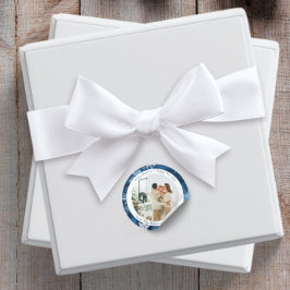 Adesivo Floco de neve azul redondo Vinheta de Natal