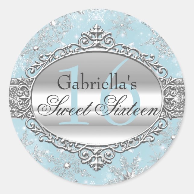 Adesivo Floco de neve azul Wonderland Sweet 16 Sticker (Frente)