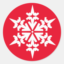 Adesivo Floco de neve branco - Fundo vermelho