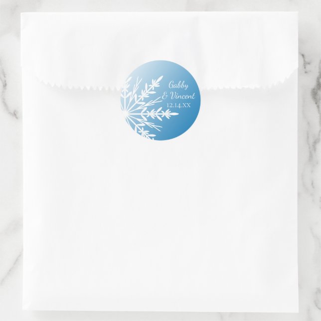 Adesivo Floco de neve branco no Casamento no inverno azul (Bolsa)