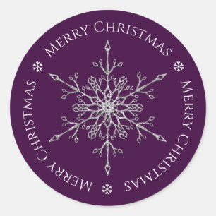 Adesivo Floco de Neve Brilhante Prateado Natal Roxo Alegre