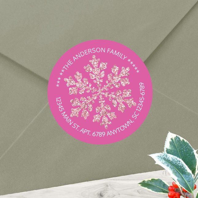 Adesivo Floco de Neve Cereja Brilho Chic Rústico Personali (Fully customizable, these labels can be used as elegant envelope seals and return address labels)