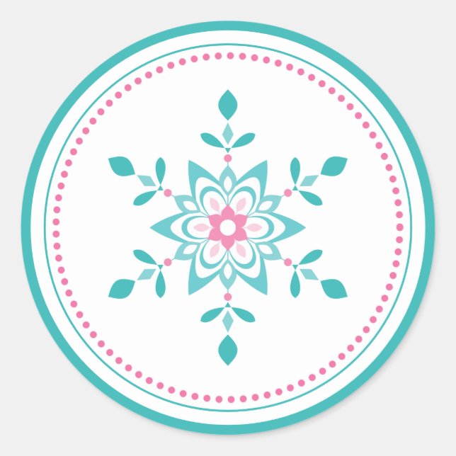 Adesivo Floco de Neve da Estrela Floral de Natal Pastel (Frente)