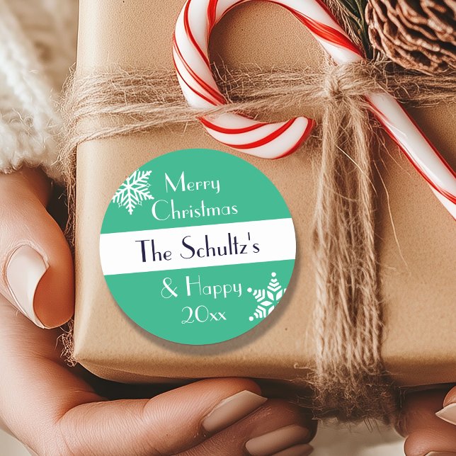 Adesivo Floco de Neve de Feliz Natal Personalizado (Criador carregado)