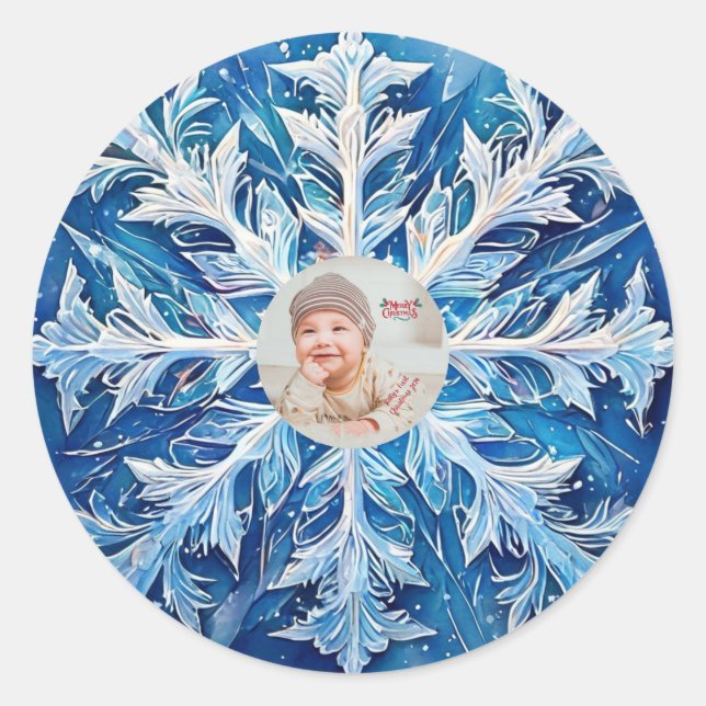 Adesivo Floco de Neve de Imagem Personalizável (Frente)