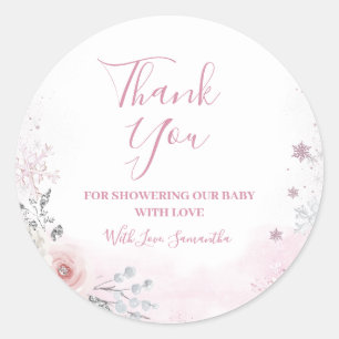 Adesivo Floco de Neve de Inverno Rosa Trenó Baby Shower Ob