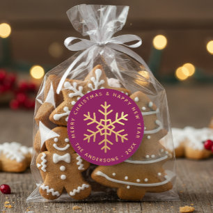 Adesivo Floco de Neve de Natal Cor de Vinho Elegante Falso