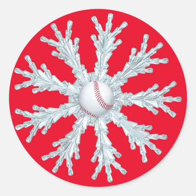 Adesivo Floco de neve de Natal de Baseball (Frente)