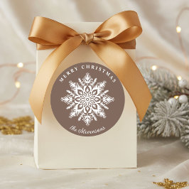 Adesivo Floco de Neve de Natal Marrom Personalizado de Fer