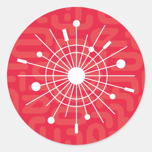 Adesivo Floco de Neve de Natal RED Atomic Sputnik do sécul (Frente)