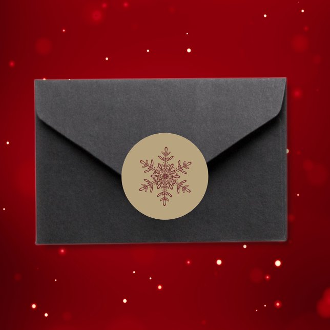 Adesivo Floco de Neve de Natal Vermelho e Dourado Moderno  (Criador carregado)