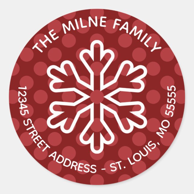 Adesivo Floco de neve de pontos vermelhos - Endereço de re (Frente)