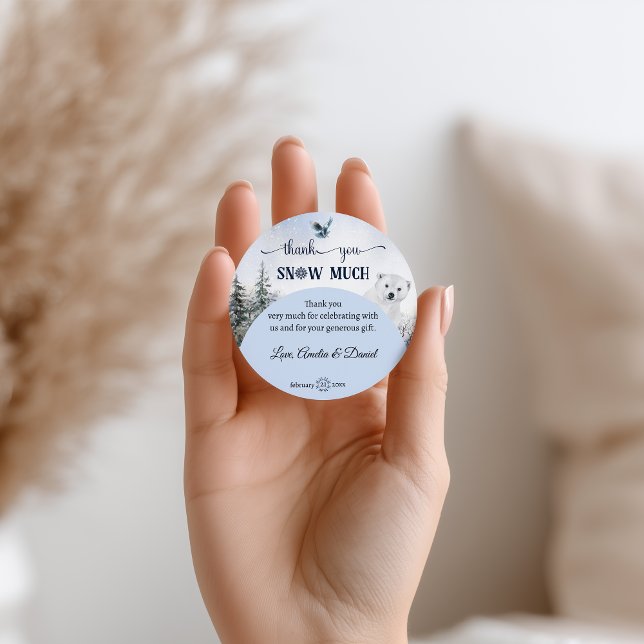 Adesivo Floco de neve do Urso de Inverno Obrigado Chá de f (Criador carregado)