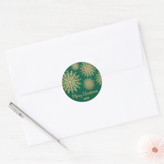 Adesivo Floco de Neve Dourado Falso Moderno Natal Verde Fe