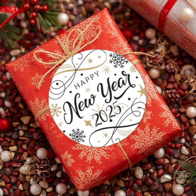 Adesivo Floco de neve Dourado feliz ano novo (Criador carregado)