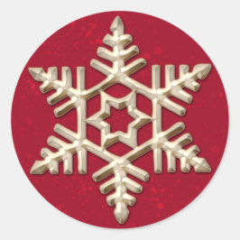 Adesivo Floco de neve Dourado no feriado vermelho