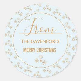 Adesivo Floco de neve Dourado no padrão de Natal Azul e Fr