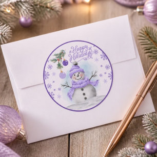 Adesivo Floco de Neve e Boneco de Neve Lavanda em Aquarela