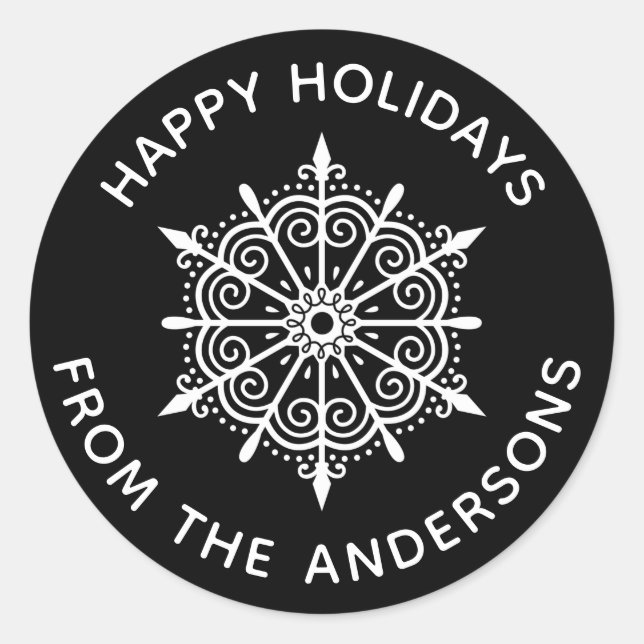 Adesivo Floco de neve Elegante Negro Natal branco inverno (Frente)