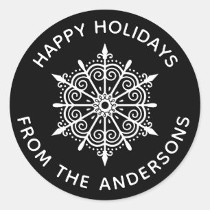 Adesivo Floco de neve Elegante Negro Natal branco inverno