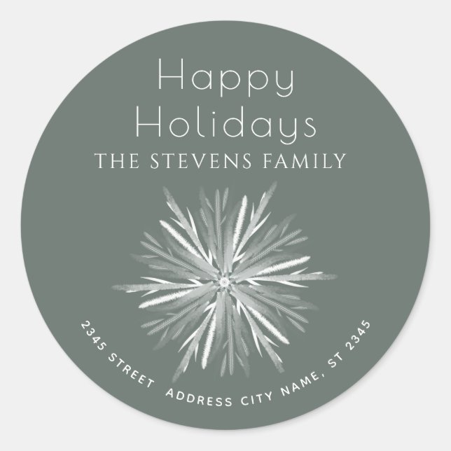 Adesivo Floco de neve em aquarela minimalista Felicidades (Frente)