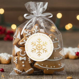 Adesivo Floco de Neve Falso Ouro Feliz Natal Ano Novo