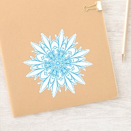 Adesivo Floco de Neve Mandala Azul Intrincado de Inverno