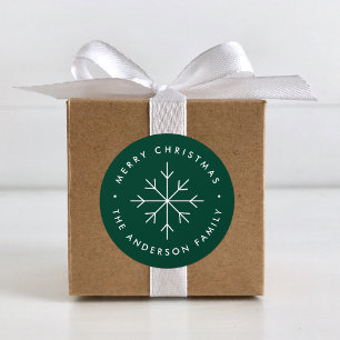 Adesivo Floco de Neve Minimalista Verde de Feriado