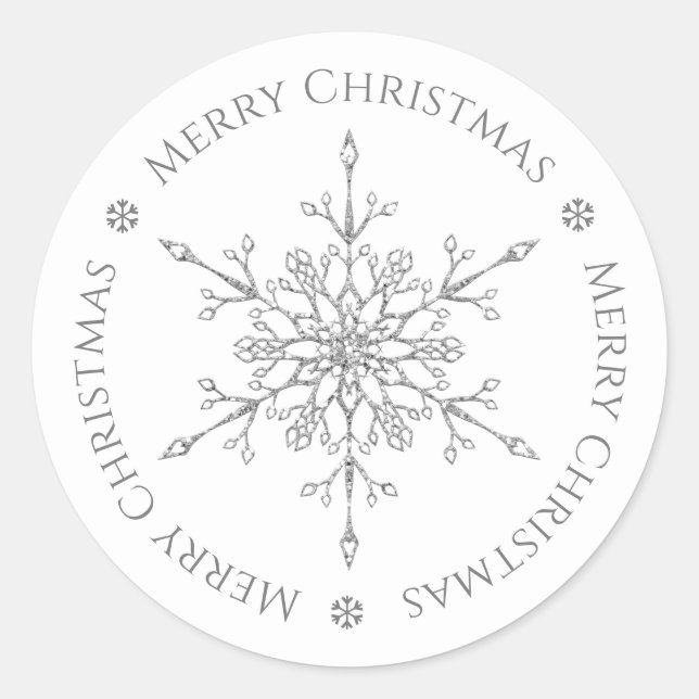 Adesivo Floco de Neve Natal Feliz Brilho Prata (Frente)