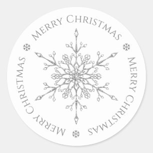 Adesivo Floco de Neve Natal Feliz Brilho Prata