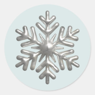 Adesivo Floco de Neve Prateado 3D Natal Azul