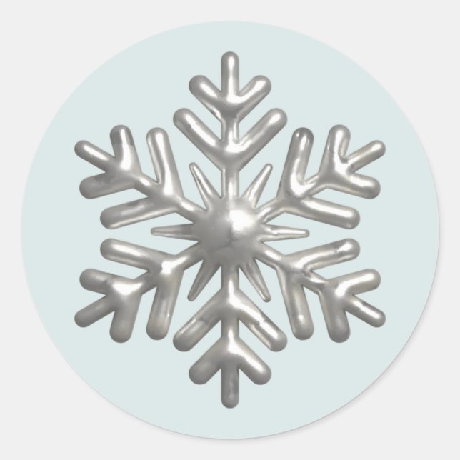 Adesivo Floco de Neve Prateado 3D Natal Azul (Frente)