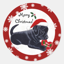 Adesivo Floco de Neve Preto de Natal do Retriever Labrador
