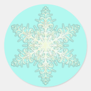 Adesivo Floco de neve rendas geladas inverno branco e azul