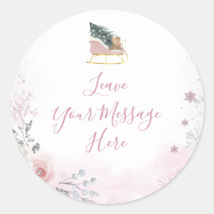 Adesivo Floco de Neve Rosa Pastel de Inverno Sleigh Sua Me