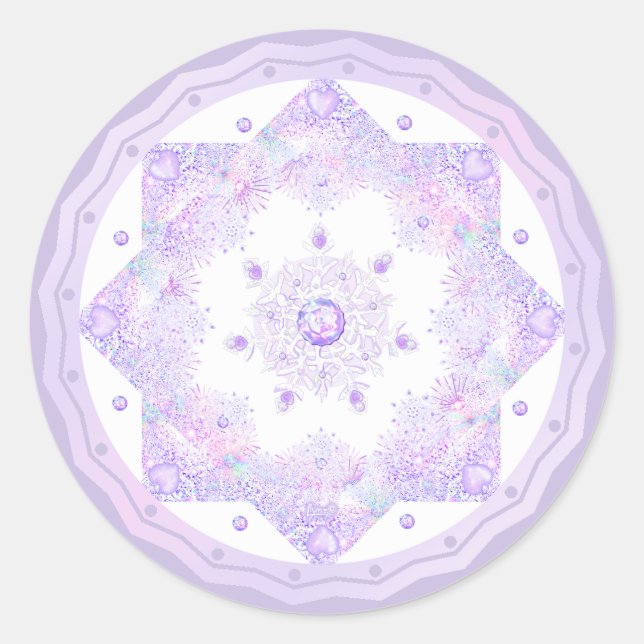 Adesivo floco de neve roxo leve e coração brilhando (Frente)