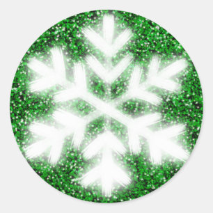 Adesivo Floco de neve verde cintilante elegante e brilhant