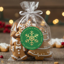 Floco de Neve Verde & Folha Dourada Falsa Natal El